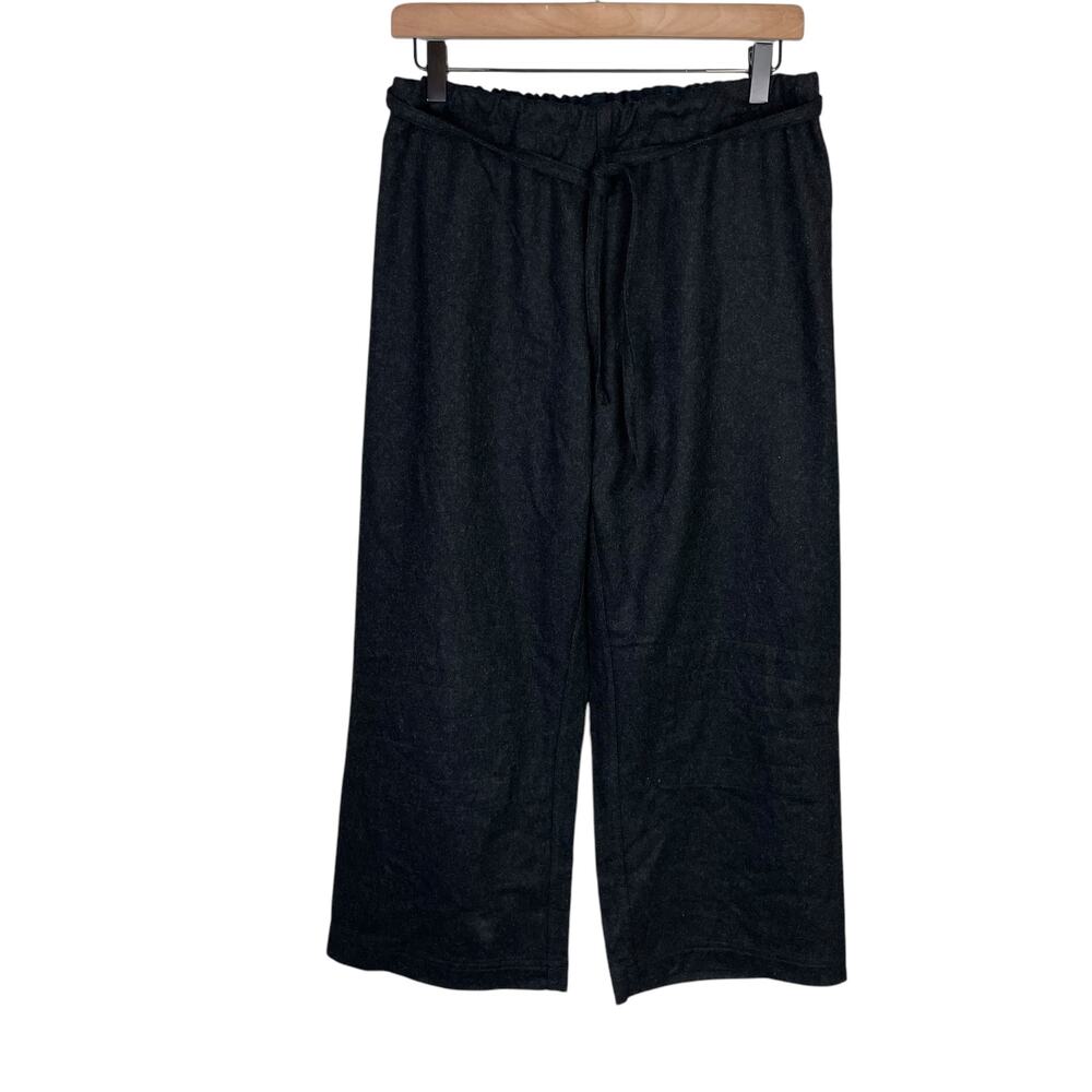 Ralph Lauren Charcoal Grey Wool Blend Adjustable Waist Wide Leg Cropped Pants